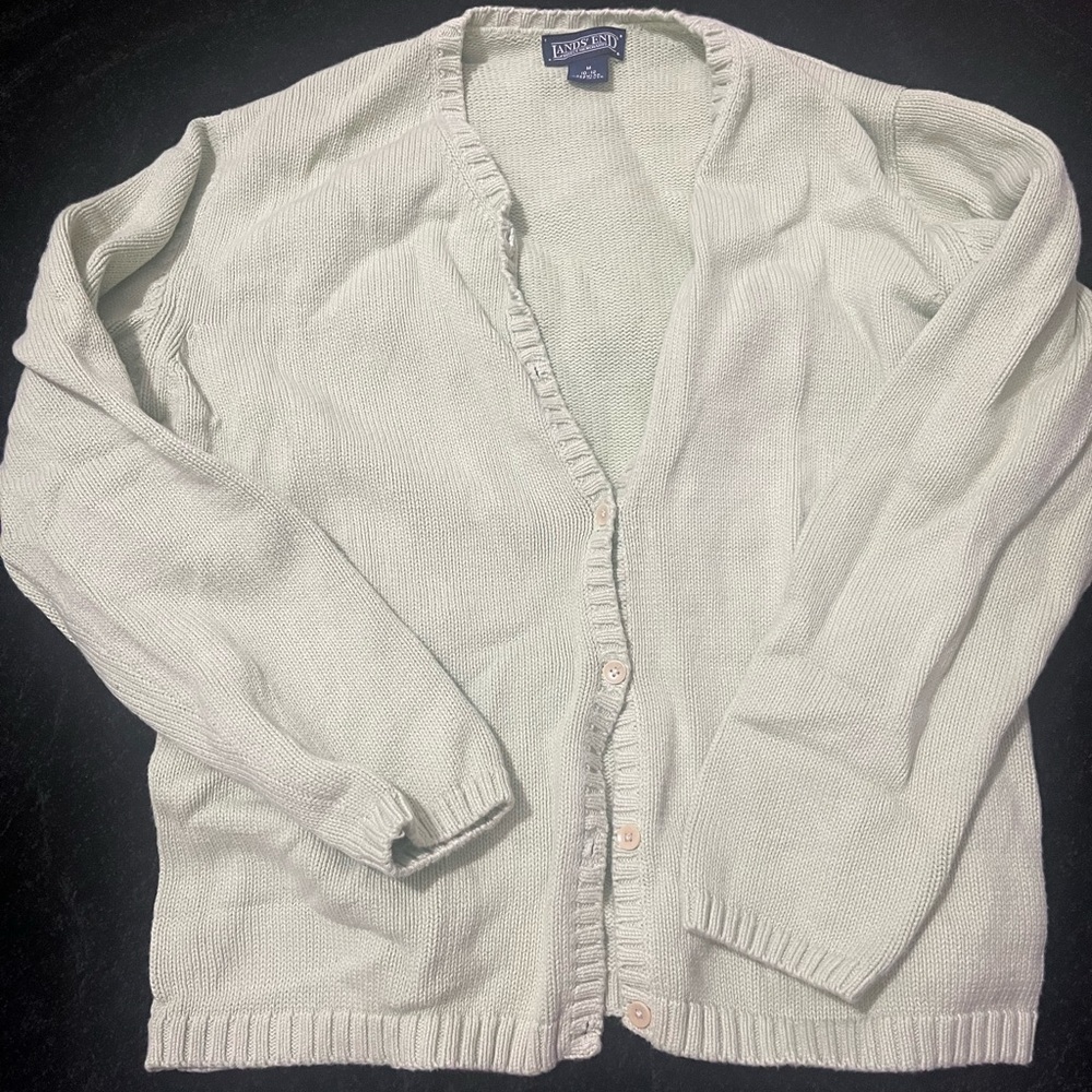 Lands' End Light Green Cardigan